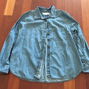 LOFT Light Blue Women's Casual Button Down Shirt